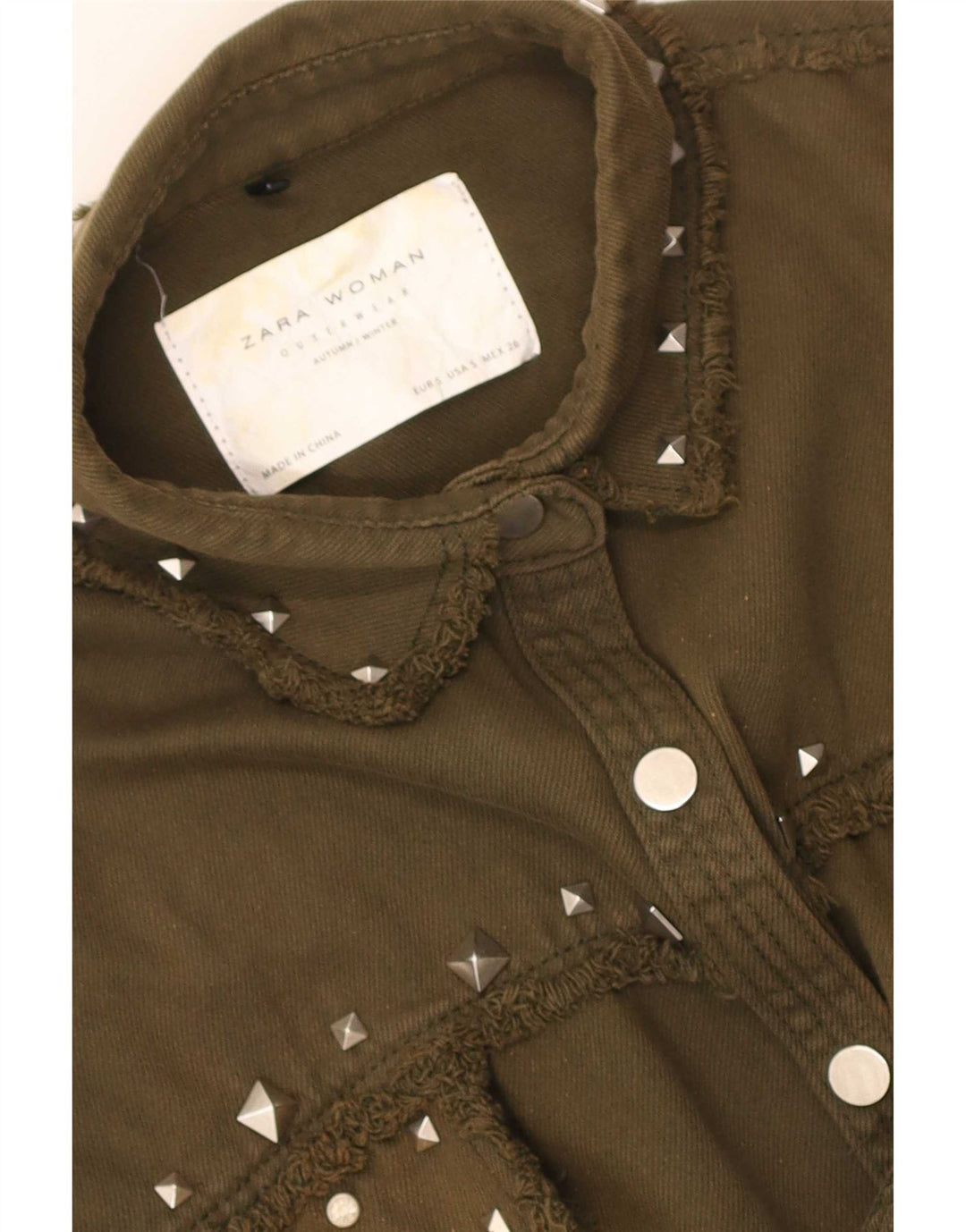 Zara Damen Übergroßes Jeanshemd UK 10 Small Khaki Paisley