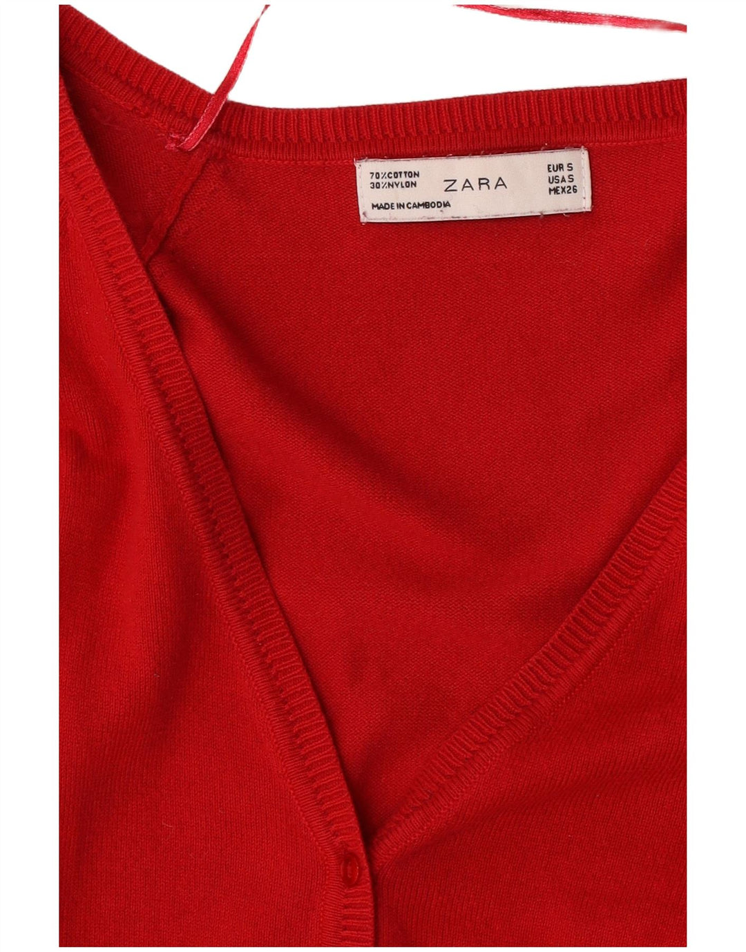 Zara Damen-Cardigan-Pullover UK 10 Small Rote Baumwolle