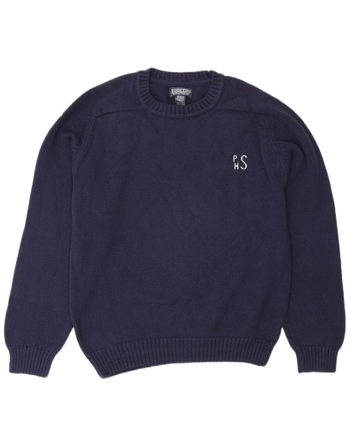 Lands End Herren-Pullover mit Rundhalsausschnitt, mittlere marineblaue Wolle