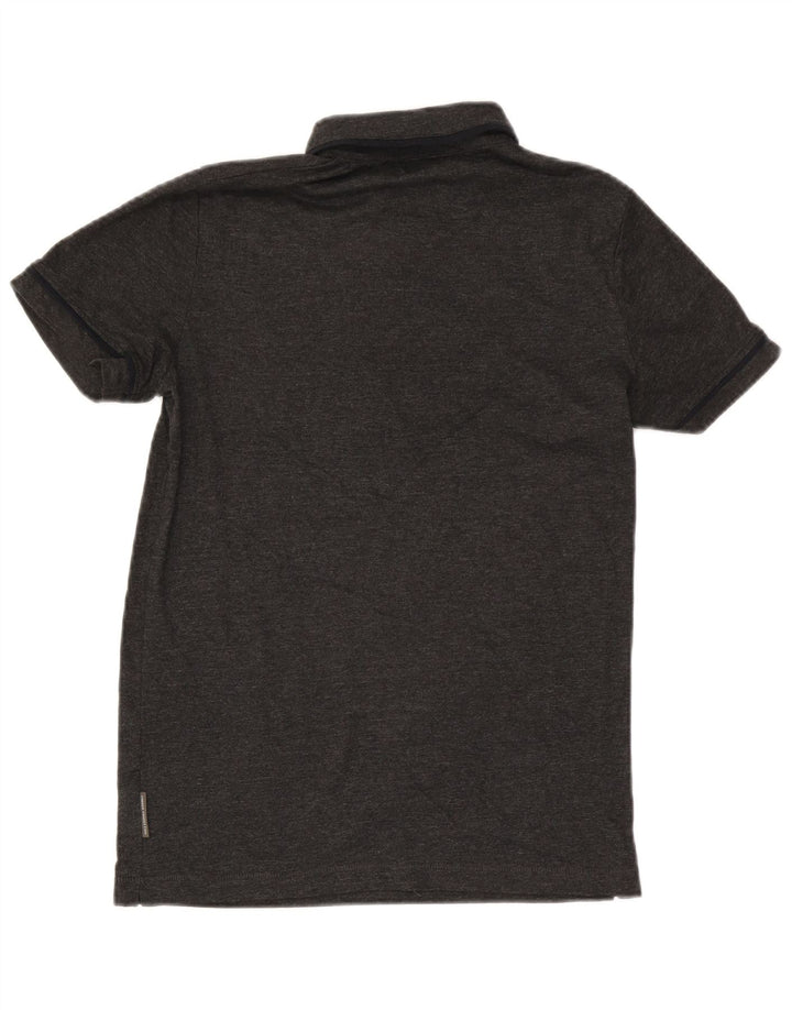 French Connection Herren-Poloshirt, klein, grau gesprenkelte Baumwolle