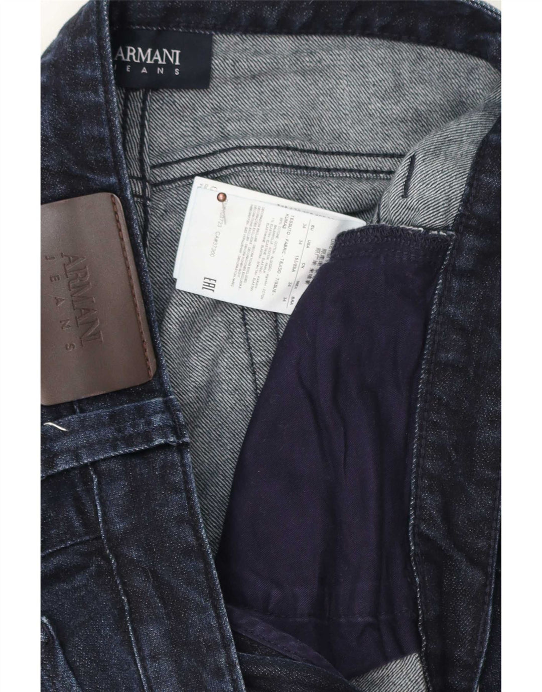Armani Herren Straight Jeans W34 L29 Marineblaue Baumwolle