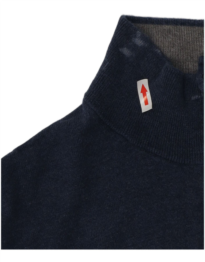 Gant Herren-Pullover mit Reißverschluss am Hals, 2XL, marineblaue Baumwolle