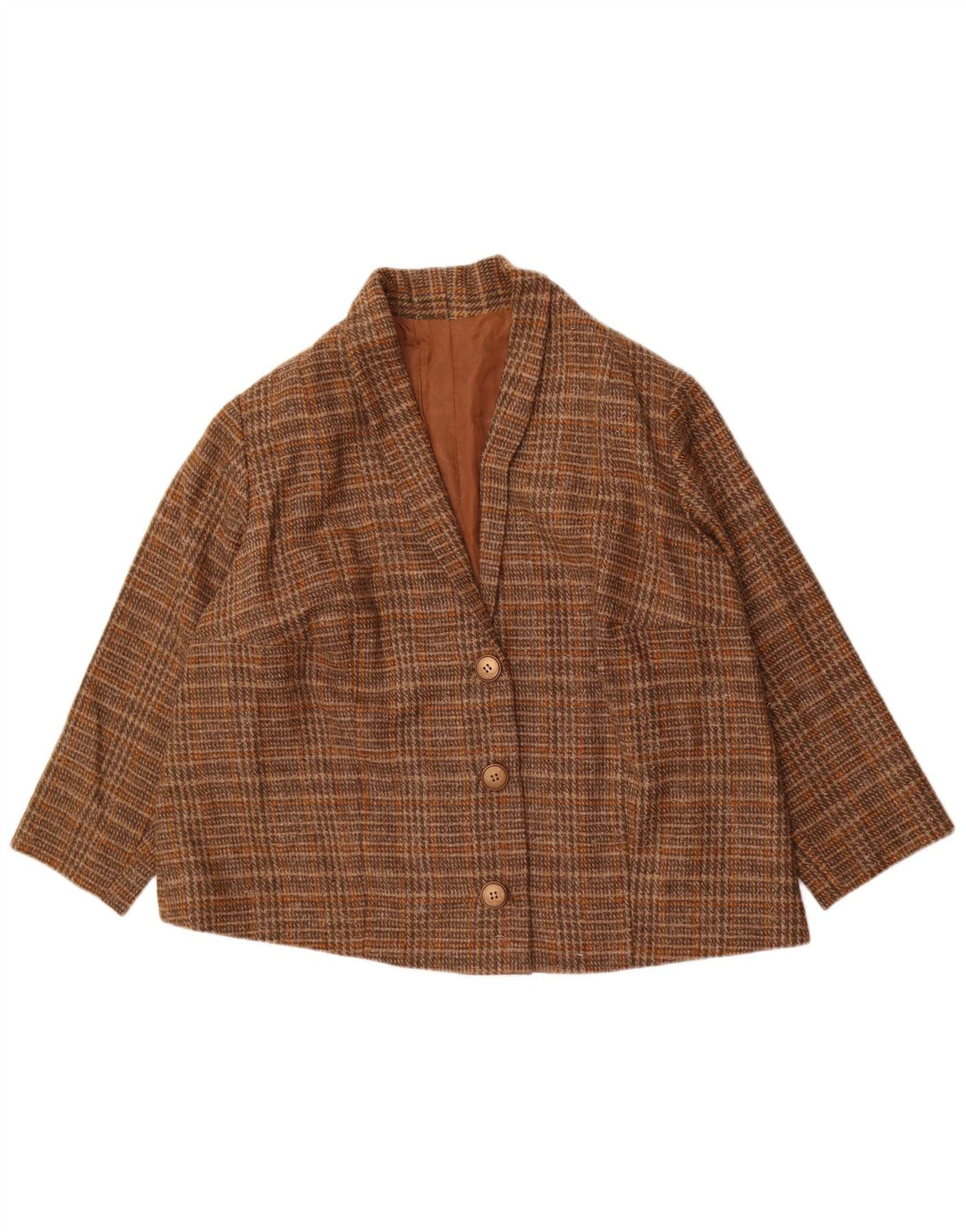 Vintage Damen-Blazer in Übergröße, Gr. 16, Braun, Hahnentrittmuster
