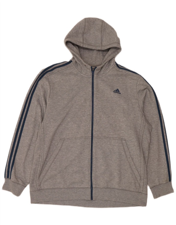 Adidas Herren Zip Hoodie Pullover 2XL Grau Polyester
