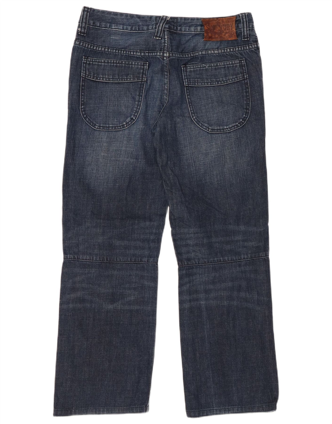 SUPERDRY Distressed Straight Jeans für Damen W28 L28 Marineblaue Baumwolle