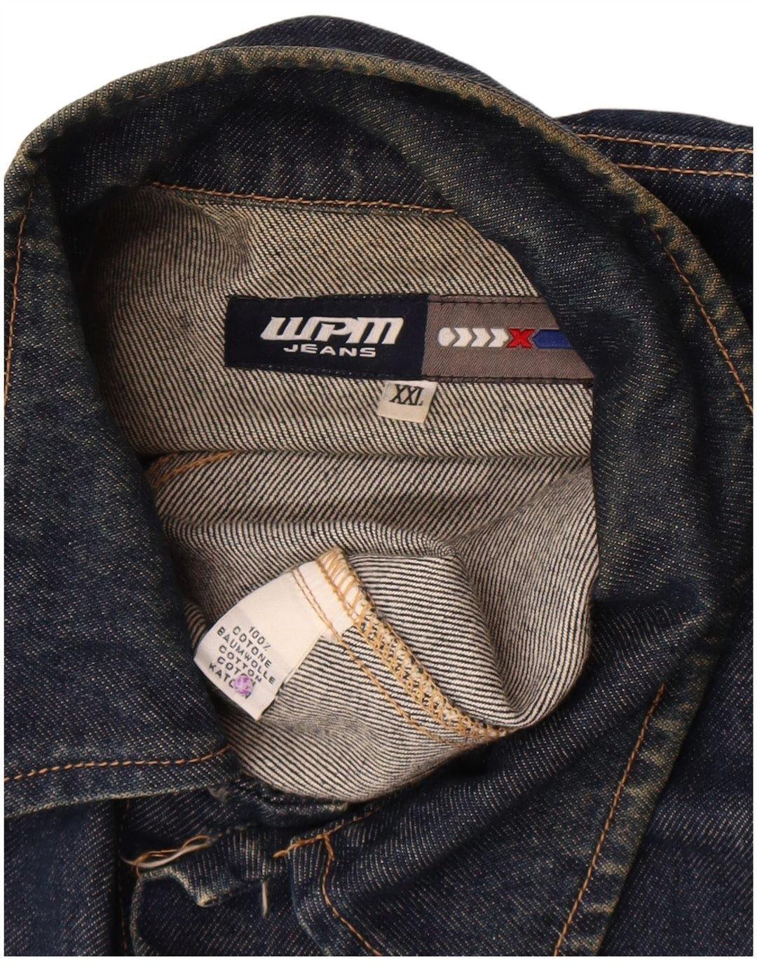 WPM Herren Jeansjacke UK 44 2XL Marineblau Baumwolle