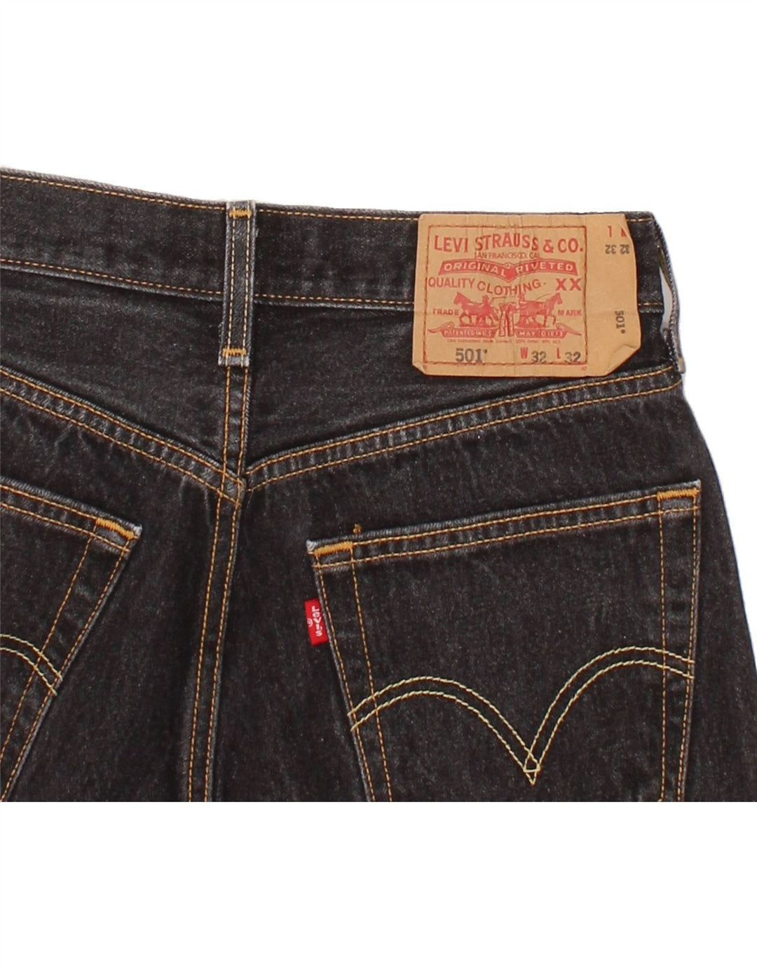 LEVI'S Herren 501 Denim Shorts W32 Mittelschwarze Baumwolle