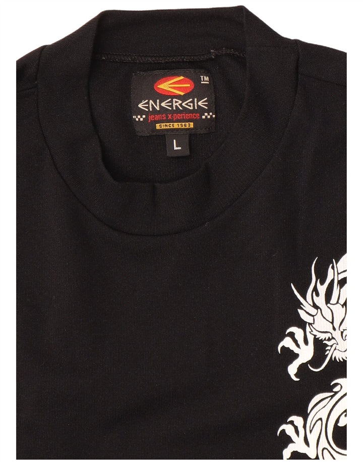 Energie T-Shirt mit Grafik für Jungen, 15–16 Jahre, Größe L, Schwarz