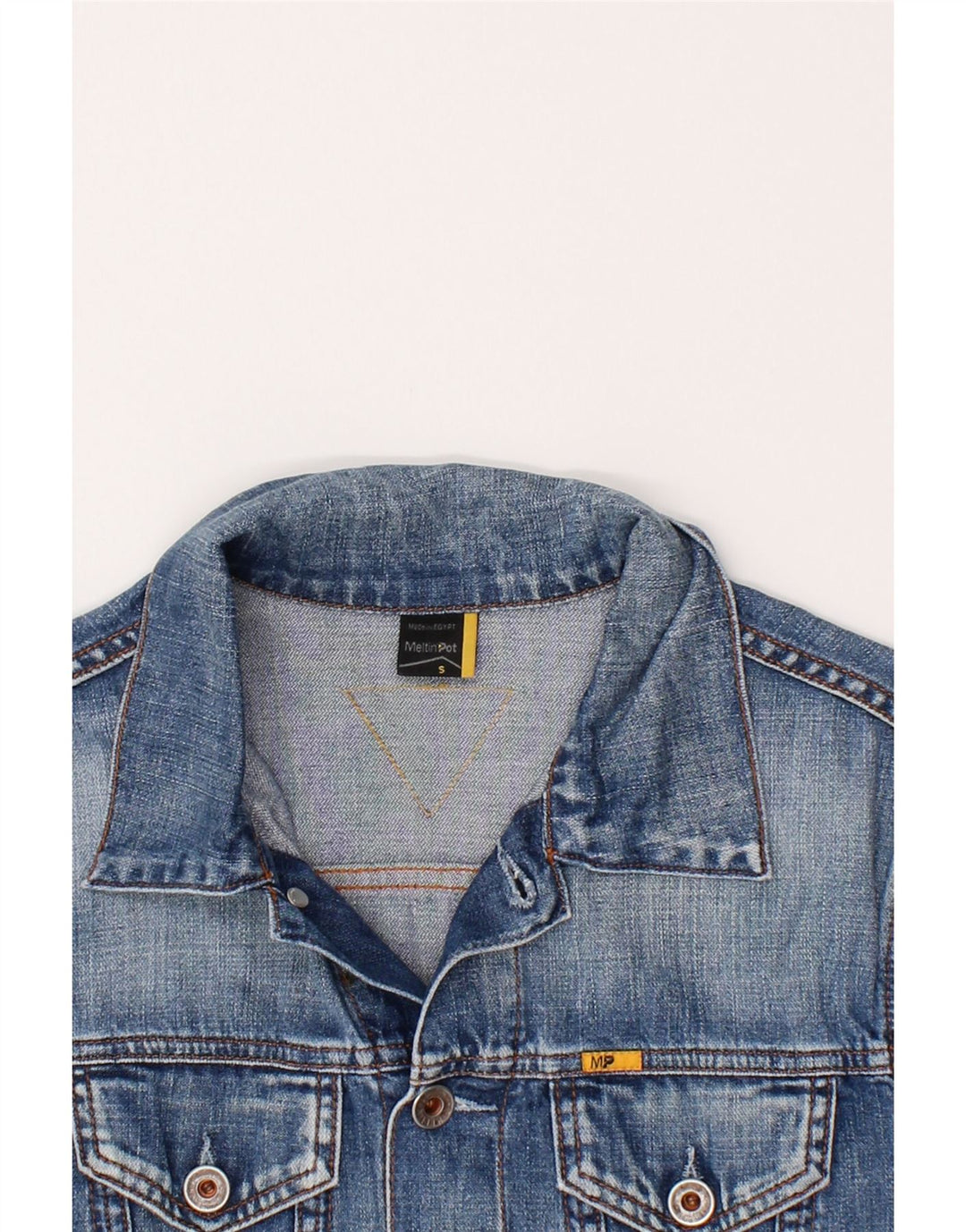 MELTIN' POT Womens Denim Jacket UK 10 Small Blue Cotton Vintage Meltin' Pot and Second-Hand Meltin' Pot from Messina Hembry 