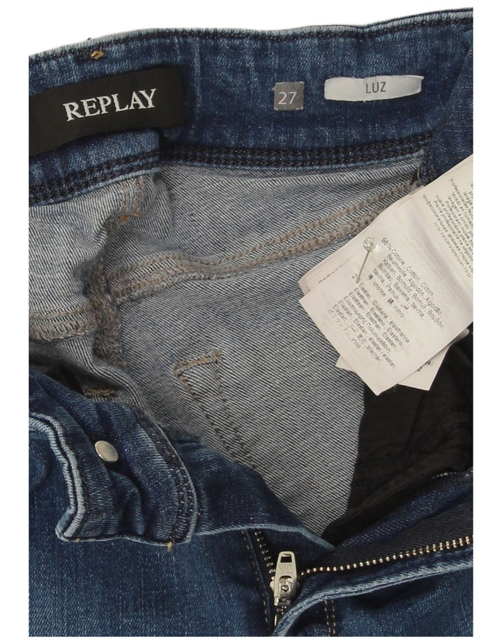 Replay Damen Luz Bootcut Jeans W27 L29 Blaue Baumwolle
