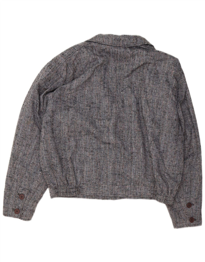 VINTAGE Übergroße Bomberjacke für Damen IT 50 XL Grau geflecktes Polyester