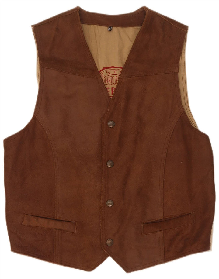 Vintage Herren Wildlederweste XL Braunes Leder