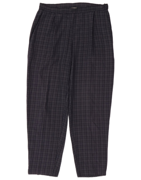 Marks & Spencer Freizeithose für Damen, UK 44, Größe L, W32, L28, Marineblau kariert