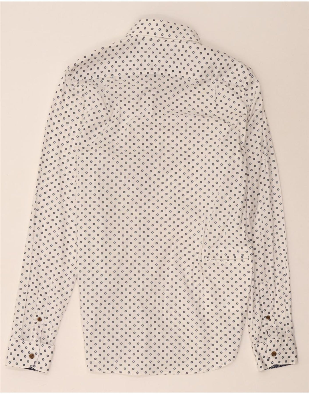 Ted Baker Herrenhemd Größe 15 1/2 Mittelweiße geometrische Baumwolle