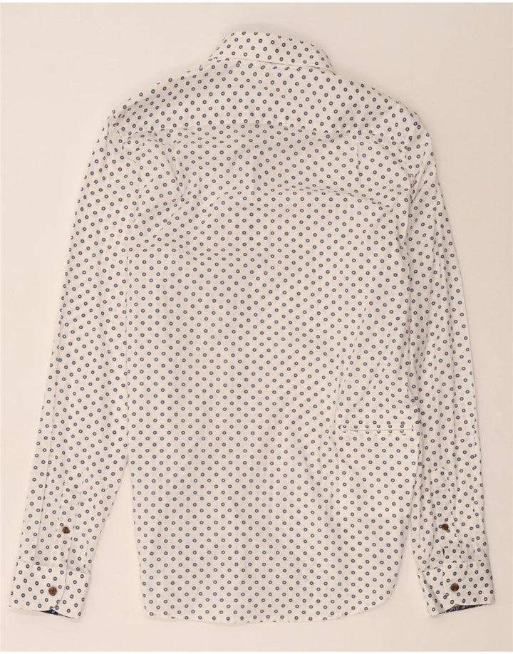 Ted Baker Herrenhemd Größe 15 1/2 Mittelweiße geometrische Baumwolle