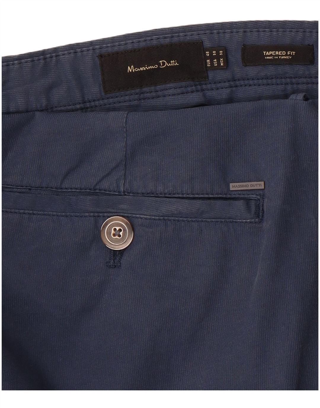MASSIMO DUTTI Herren Tapered Chino Hose EU 48 XL W38 L30 Marineblau