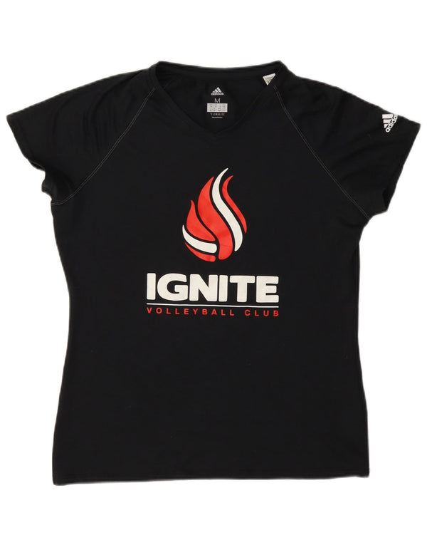 Adidas Damen Ignite Volleyball Club Graphic T-Shirt Top UK 14 Medium Schwarz