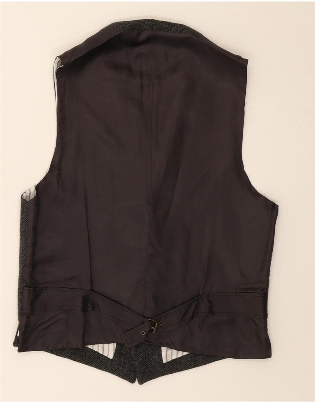 Massimo Dutti Herrenweste EU 38 Mittelgraue Fischgrätenwolle