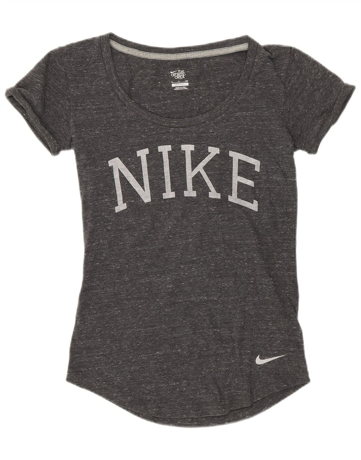 NIKE Damen Graphic T-Shirt Top UK 10 Small Grau meliert