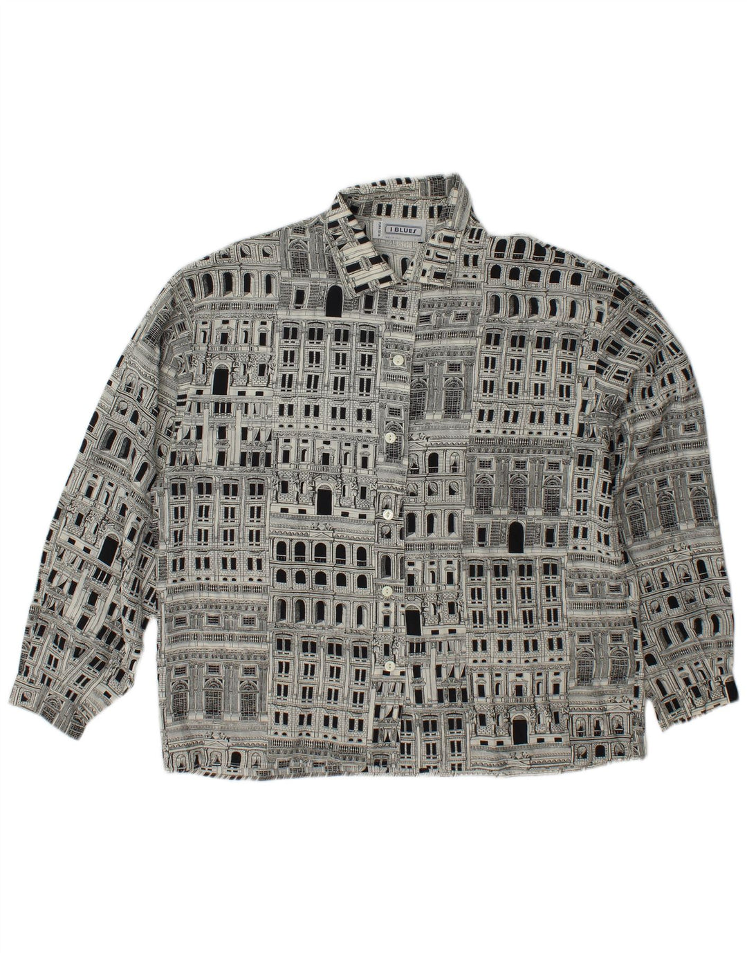 I BLUES Damen-Hemdbluse mit Grafik, IT 46, große schwarze Seide