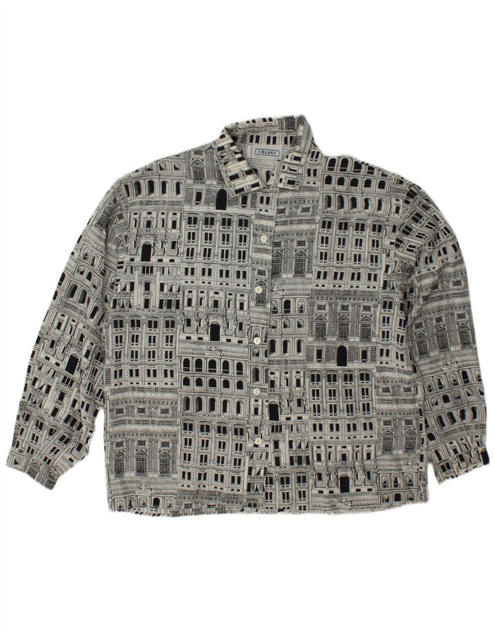 I BLUES Damen-Hemdbluse mit Grafik, IT 46, große schwarze Seide