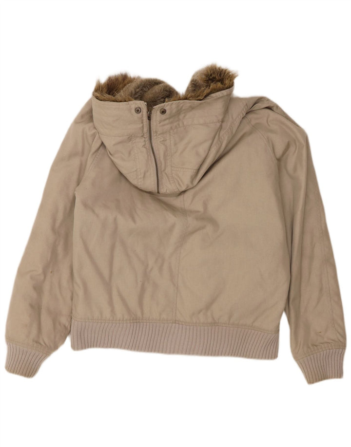 Woolrich Herren-Bomberjacke mit Kapuze, UK 38, mittelbeigefarbenes Nylon