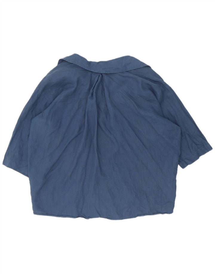 Zara Damen-Hemdbluse, kurzärmelig, übergroß, Gr. 14, mittelmarineblau