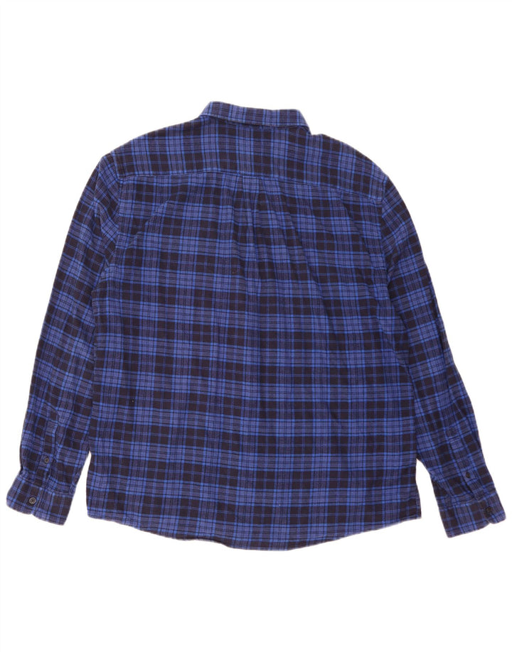 Marks & Spencer Herren-Flanellhemd mit normaler Passform, XL, blau kariert, Baumwolle