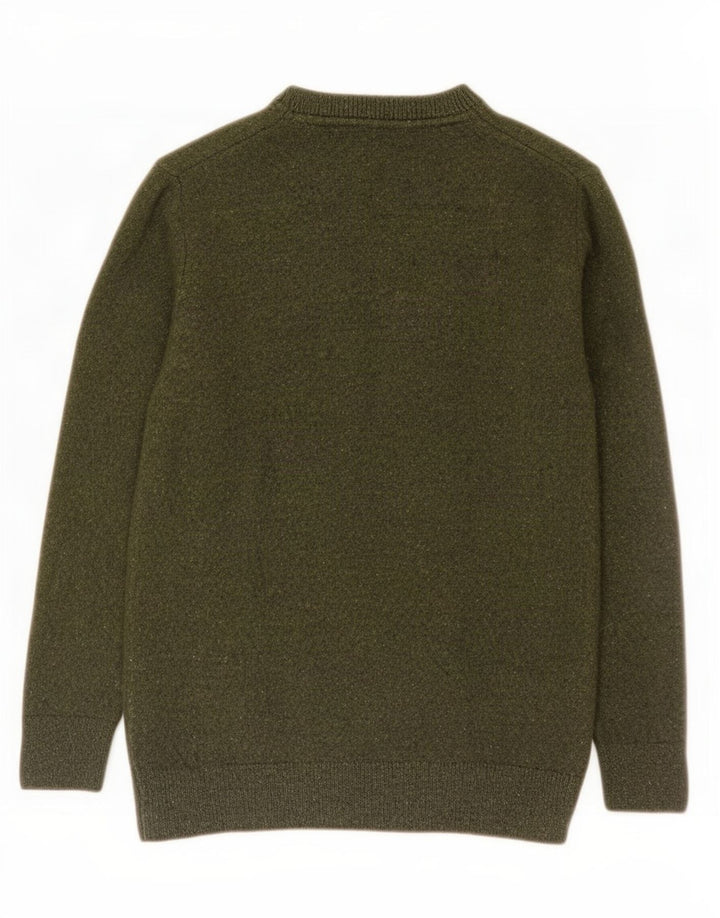 Barbour Herren-Pullover mit Rundhalsausschnitt, kleine grün gefleckte Wolle