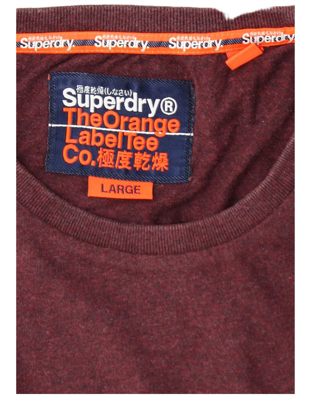 SUPERDRY Herren-T-Shirt-Oberteil, Größe L, Burgunderrot, Baumwolle