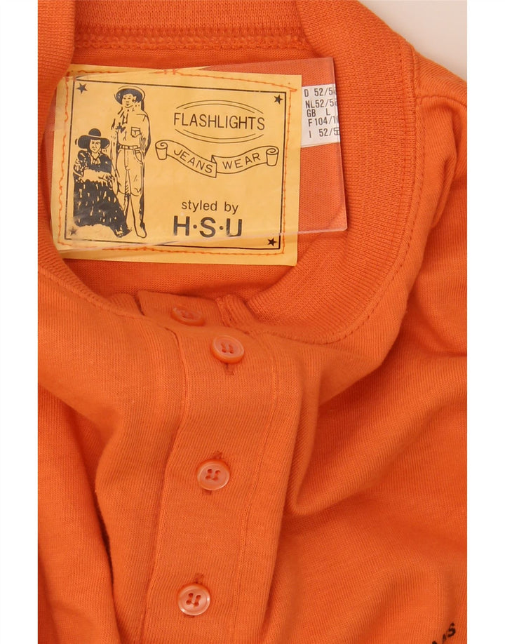 FLASH LIGHTS Mens Button Neck Sweatshirt Jumper Large Orange Cotton Vintage Flash Lights and Second-Hand Flash Lights from Messina Hembry 