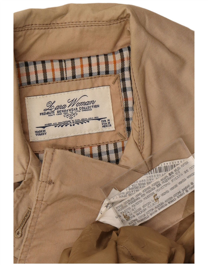 ZARA Damen Zweireihiger Trenchcoat UK 14 Mittelbeige Farbblock