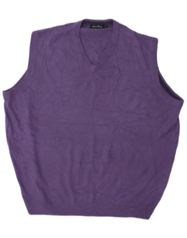 James Pringle Mens V-Neck Jumper Sweater XL Purple Acrylic