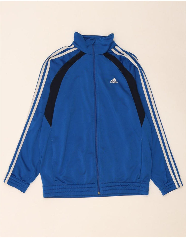 ADIDAS Jungen-Trainingsanzug-Top-Jacke, 15–16 Jahre, blaues Colourblock-Polyester