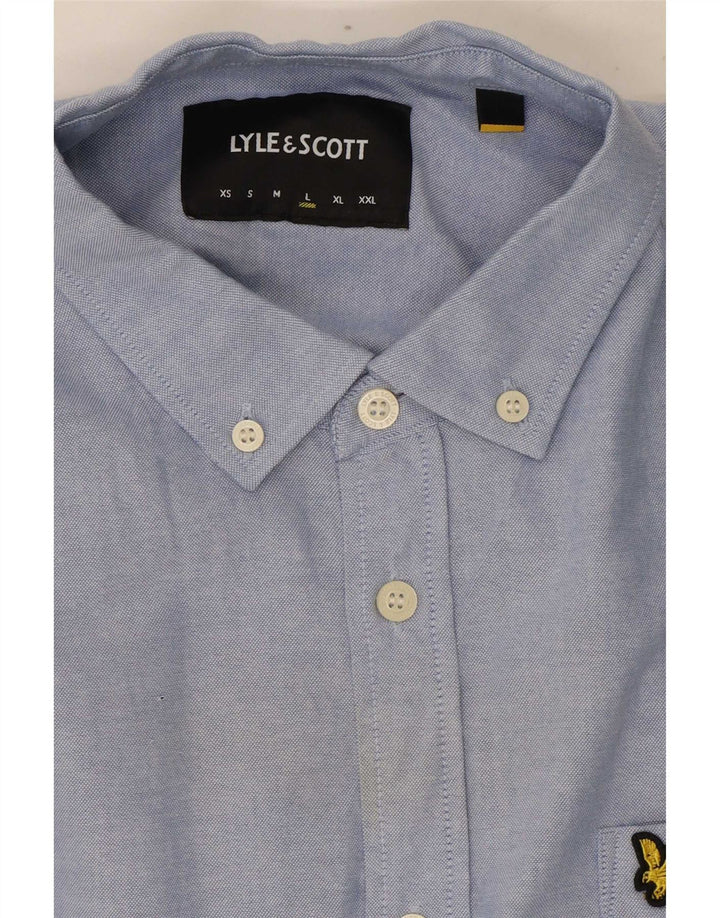 Lyle & Scott Herren-Kurzarmhemd, Größe L, Blau, Baumwolle