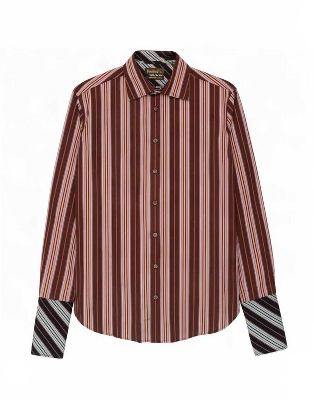 Ted Baker formelles Herrenhemd, Größe 38 15, mittelbraun gestreift, Baumwolle