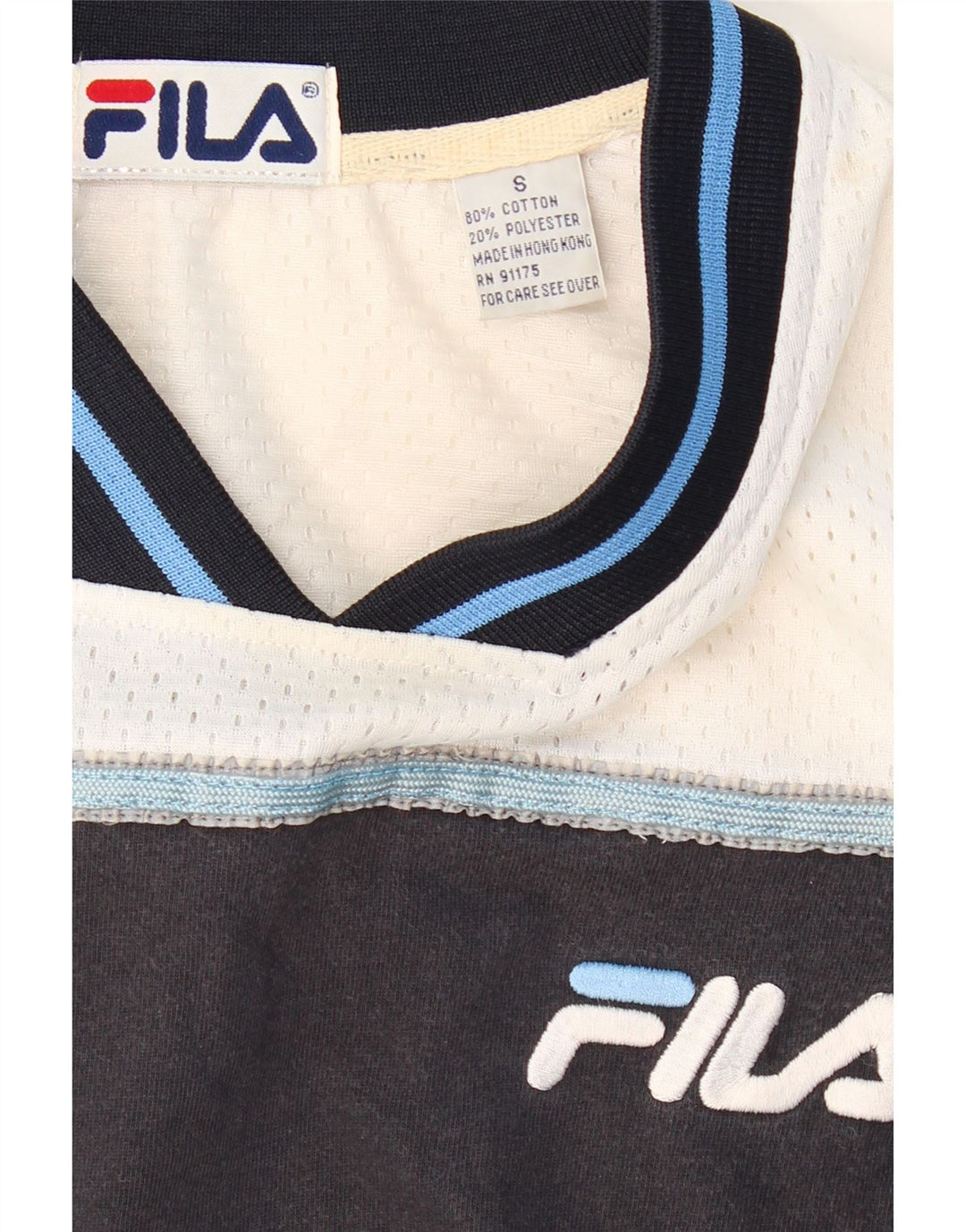 FILA Herren T-Shirt Top Small Marineblau Colourblock Baumwolle