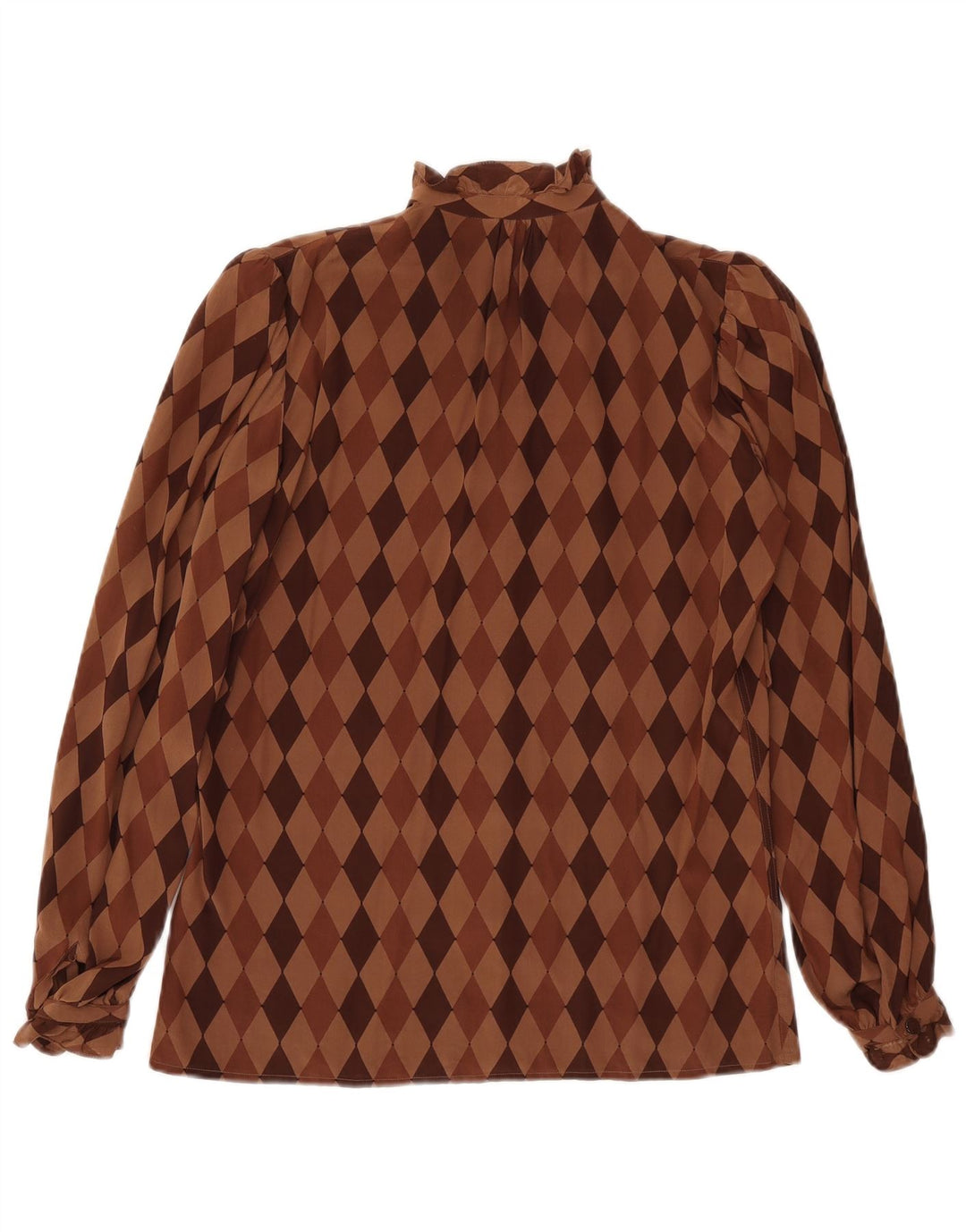 Pancaldi & B Damen-Hemdbluse, UK 12, mittelbraun, Argyle-/Diamant-Seide