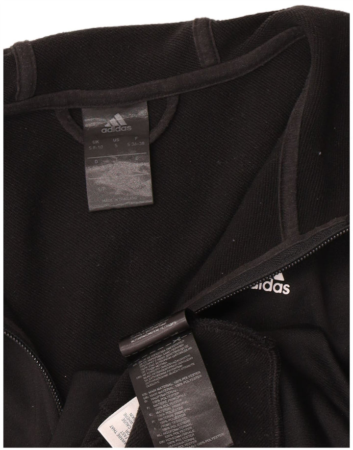 Adidas Damen Zip Hoodie Pullover UK 8/10 Small Schwarz Polyester