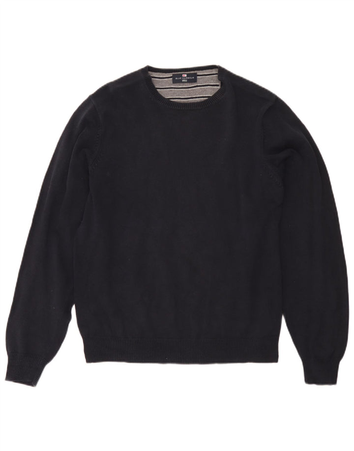 Marks & Spencer Herren Blauer Harbor-Pullover mit Rundhalsausschnitt Mittelmarineblau