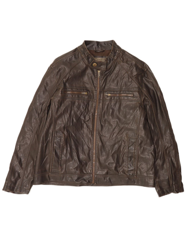 BKE Herren Kunstlederjacke UK 44 2XL Braunes Polyvinyl