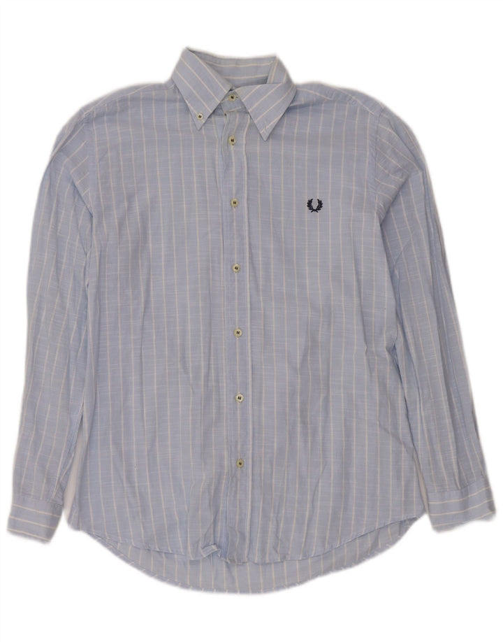 FRED PERRY Herrenhemd, klein, blau gestreift, Baumwolle