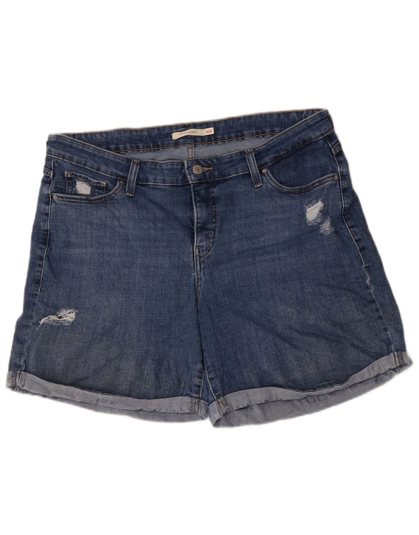 Levi's Damen-Jeansshorts in klassischer Distressed-Optik mit hoher Taille, US 16, 2XL, W36, Blau