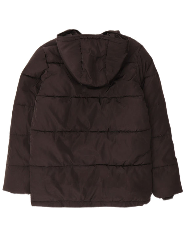 Lyle & Scott Wattierte Jungenjacke mit Kapuze, 12–13 Jahre, schwarzes Polyester