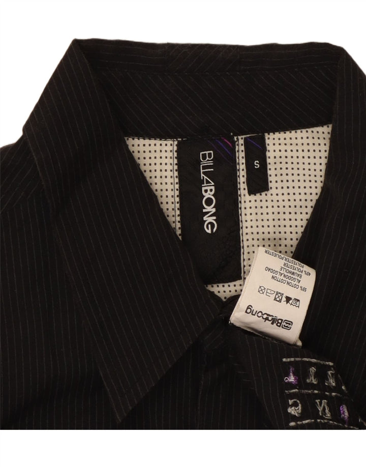 BILLABONG Herren-Kurzarmhemd, klein, schwarze Nadelstreifen-Baumwolle