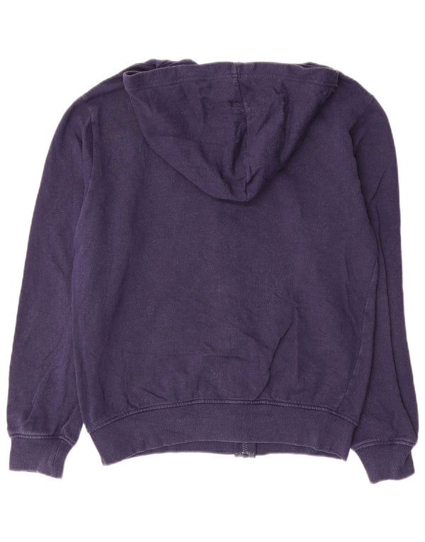 Benetton Womens Graphic Zip Hoodie Sweater UK 12 Medium Navy Blue