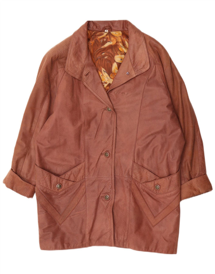 Vintage Damen Übergroßer Ledermantel EU 38 Mittelbraunes Leder