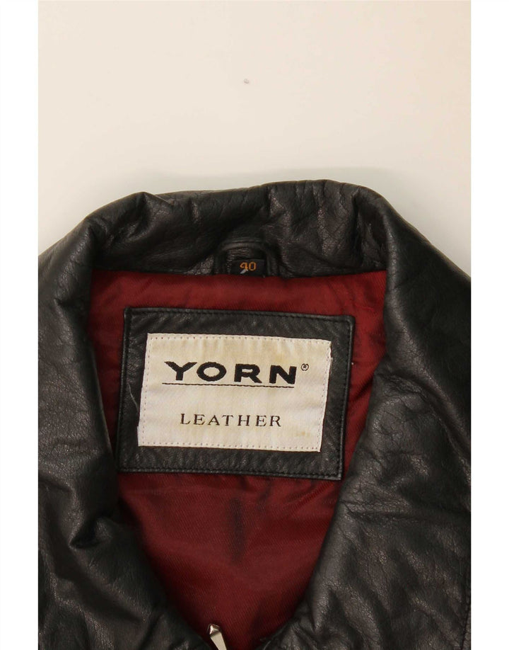 Übergroße Damen-Lederjacke von Yorn, EU 40, mittelschwarzes Leder