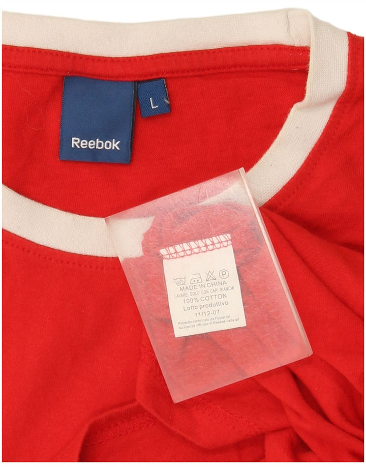 Reebok Herren Grafik-T-Shirt-Oberteil, groß, rote Baumwolle