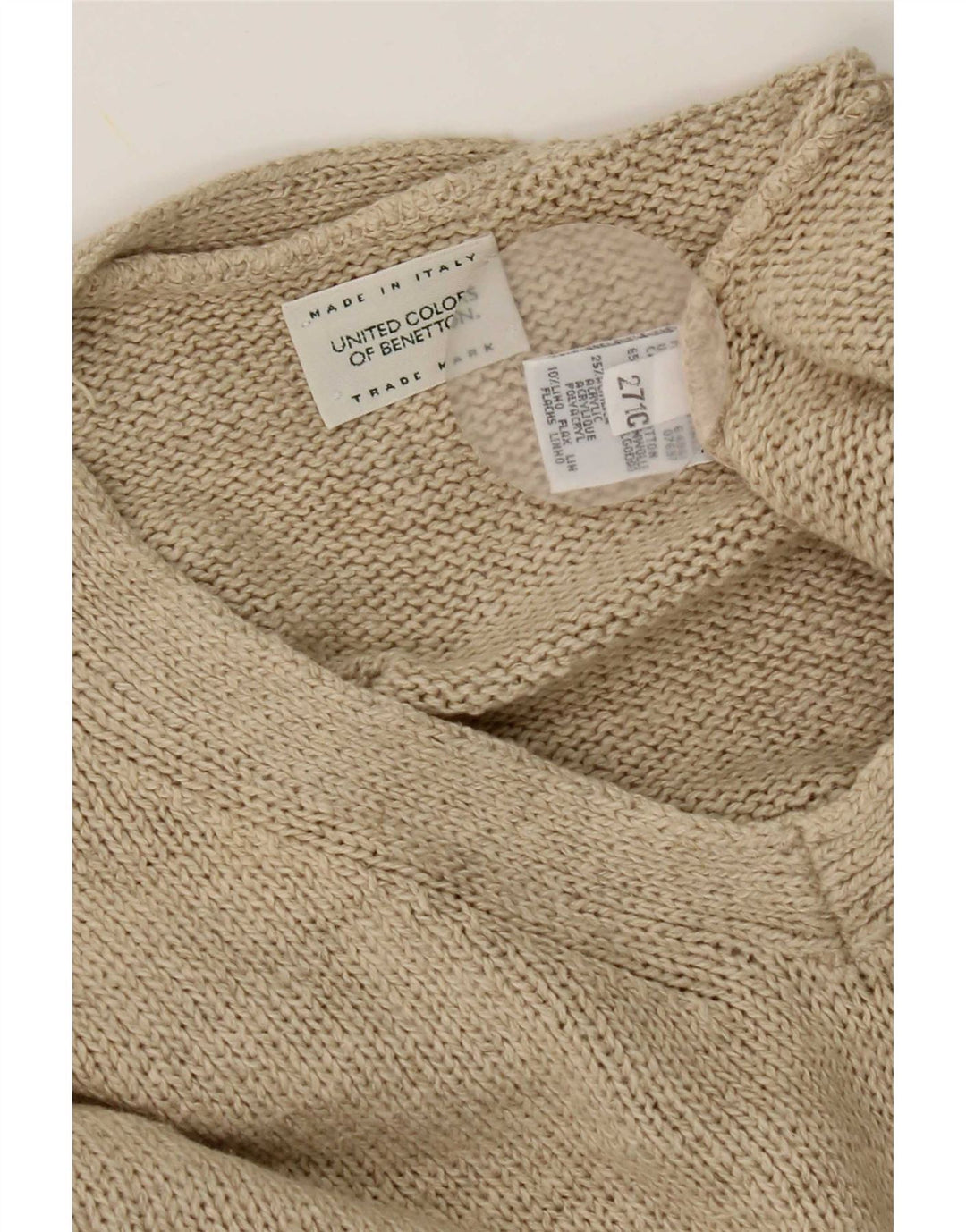 Benetton Herren-Weste-Tanktop aus Baumwolle in Mittelbeige